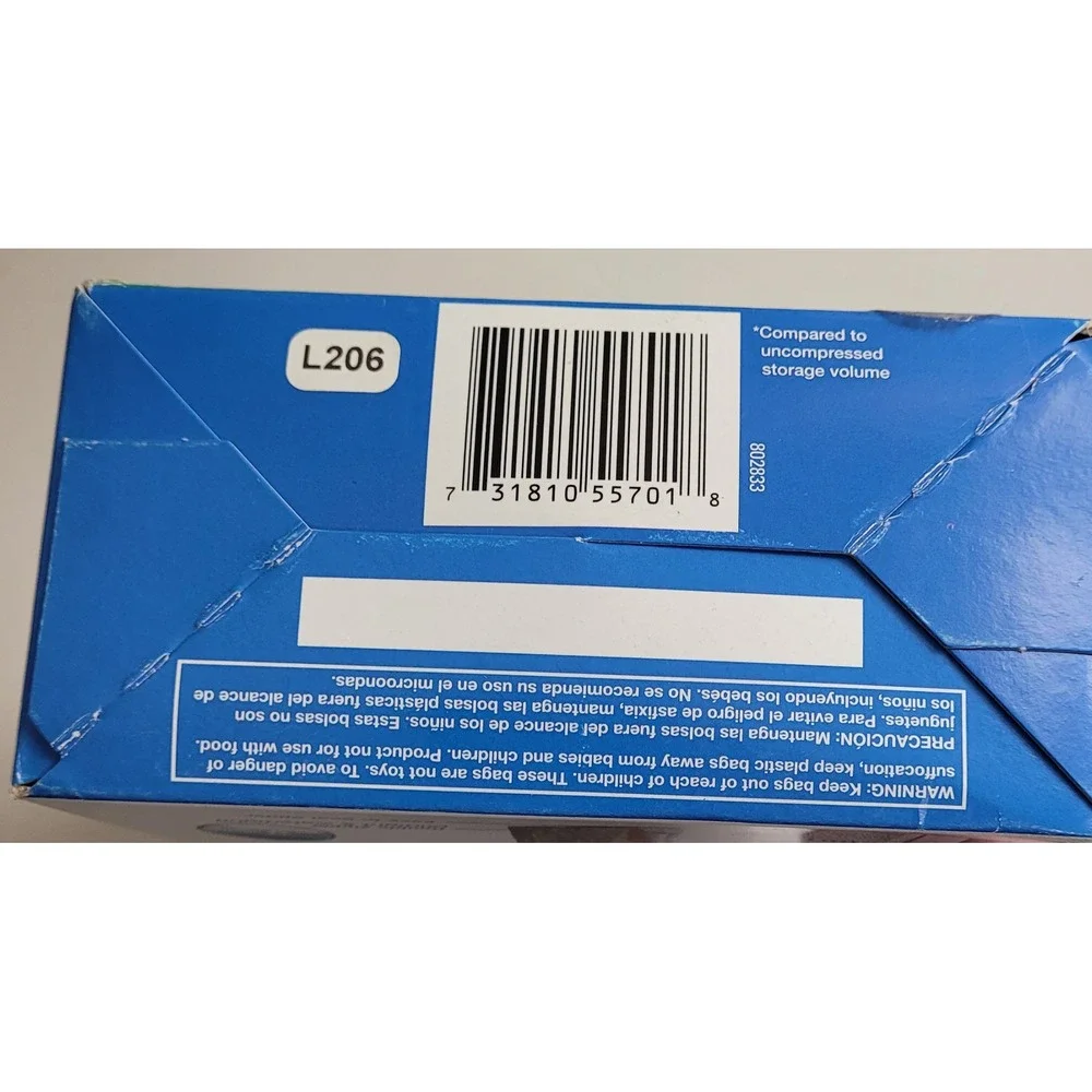 Ziploc Space Bag Hanging Vacuum Seal Suit Size 27.75x41 holds 10 Garments NEW